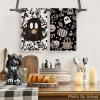 Artoid Mode Polka Dot Black Ghost Pumpkin Halloween Kitchen Towels Dish Towels, 18×26 Inch Farmhouse Flower Decoration Hand Towels Set of 4