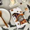 Artoid Mode Pumpkin Cat Happy Halloween Kitchen Towels Dish Towels, 18×26 Inch Spider Web Jack-O’-Lantern Decoration Hand Towels Set of 2