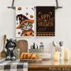 Artoid Mode Pumpkin Cat Happy Halloween Kitchen Towels Dish Towels, 18×26 Inch Spider Web Jack-O’-Lantern Decoration Hand Towels Set of 2