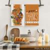 Artoid Mode Stripe Leaves Pumpkin Turkey Thanksgiving Kitchen Towels Dish Towels, 18×26 Inch Farmhouse Holiday Decoration Cleaning Set of 2