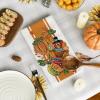 Artoid Mode Stripe Leaves Pumpkin Turkey Thanksgiving Kitchen Towels Dish Towels, 18×26 Inch Farmhouse Holiday Decoration Cleaning Set of 2