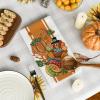 Artoid Mode Stripe Leaves Pumpkin Turkey Thanksgiving Kitchen Towels Dish Towels, 18×26 Inch Farmhouse Holiday Thankful Decoration Cleaning Set of 4