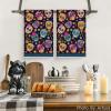 Artoid Mode Suger Skulls Floral Day of The Dead Kitchen Towels Dish Towels, 18×26 Inch Halloween Decoration Hand Towels Set of 2