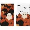 Artoid Mode Black Pumpkin Ghost Halloween Kitchen Towels Dish Towels, 18×26 Inch Farmhouse Bats Decoration Hand Towels Set of 2