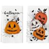 Artoid Mode Black Pumpkin Halloween Kitchen Towels Dish Towels, 18×26 Inch Spider Web Jack-O’-Lantern Decoration Hand Towels Set of 2(Beige)