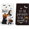 Artoid Mode Ghost Pumpkins Bats Cat Hey Boo Halloween Kitchen Towels Dish Towels, 18×26 Inch Seasonal Decoration Hand Towels Set of 2(Ghost)