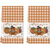 Artoid Mode Orange Buffalo Plaid Pumpkin Turkey Thanksgiving Kitchen Towels Dish Towels, 18×26 Inch Farmhouse Holiday Decoration Cleaning Set of 2