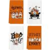 Artoid Mode Orange Ghost Pumpkins Bats Truck Spooky Halloween Kitchen Towels Dish Towels, 18×26 Inch Jack-O’-Lantern Decoration Hand Towels Set of 4(Orange)