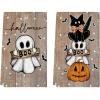 Artoid Mode Pink Cat Pumpkin Ghost Halloween Kitchen Towels Dish Towels, 18×26 Inch Bats Jack-O’-Lantern Decoration Hand Towels Set of 2(Wood)