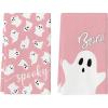 Artoid Mode Pink Ghost Spooky Halloween Kitchen Towels Dish Towels, 18×26 Inch Boo Decoration Hand Towels Set of 2(Pink)