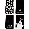 Artoid Mode Pink Ghost Spooky Happy Halloween Kitchen Towels Dish Towels, 18×26 Inch Farmhouse Bat Boo Decoration Hand Towels Set of 4(Black)