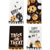Artoid Mode Pink Pumpkins Ghost Boo Happy Halloween Kitchen Towels Dish Towels, 18×26 Inch Trick Or Treat Decoration Hand Towels Set of 4(Black)