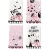 Artoid Mode Pink Pumpkins Ghost Boo Happy Halloween Kitchen Towels Dish Towels, 18×26 Inch Trick Or Treat Decoration Hand Towels Set of 4(Pink)