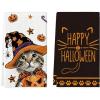 Artoid Mode Pumpkin Cat Happy Halloween Kitchen Towels Dish Towels, 18×26 Inch Spider Web Jack-O’-Lantern Decoration Hand Towels Set of 2
