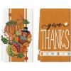 Artoid Mode Stripe Leaves Pumpkin Turkey Thanksgiving Kitchen Towels Dish Towels, 18×26 Inch Farmhouse Holiday Decoration Cleaning Set of 2