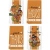 Artoid Mode Stripe Leaves Pumpkin Turkey Thanksgiving Kitchen Towels Dish Towels, 18×26 Inch Farmhouse Holiday Thankful Decoration Cleaning Set of 4