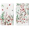 Artoid Mode Wildflower Floral Halloween Kitchen Towels Dish Towels, 18×26 Inch Farmhouse Leaves Decoration Hand Towels Set of 2(Green/Red)