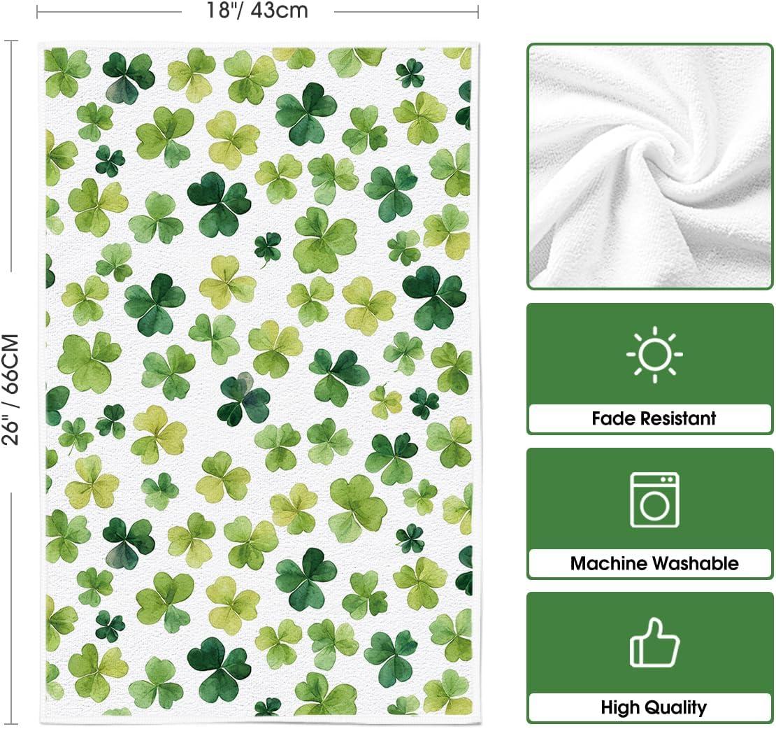 imageArtoid Mode Beige Shamrocks St Patricks Day Kitchen Towels Dish Towels 18x26 Inch Seasonal Spring Decoration Hand Towels Set of 2Beige