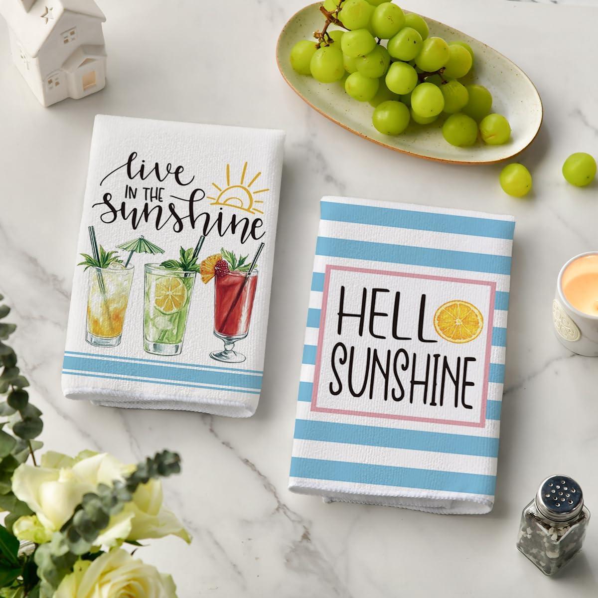 imageArtoid Mode Blue Stripe Popsicles Fruit Juice Happy Summer Kitchen Towels Dish Towels 18x26 Inch Farmhouse Decoration Hand Towels Set of 4