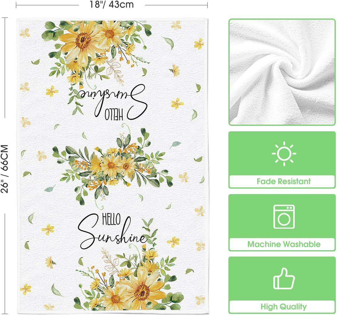 imageArtoid Mode Bottle Yellow Daisy Leaves Spring Kitchen Towels Dish Towels 18x26 Inch Farmhouse Flowers Decoration Hand Towels Set of 2