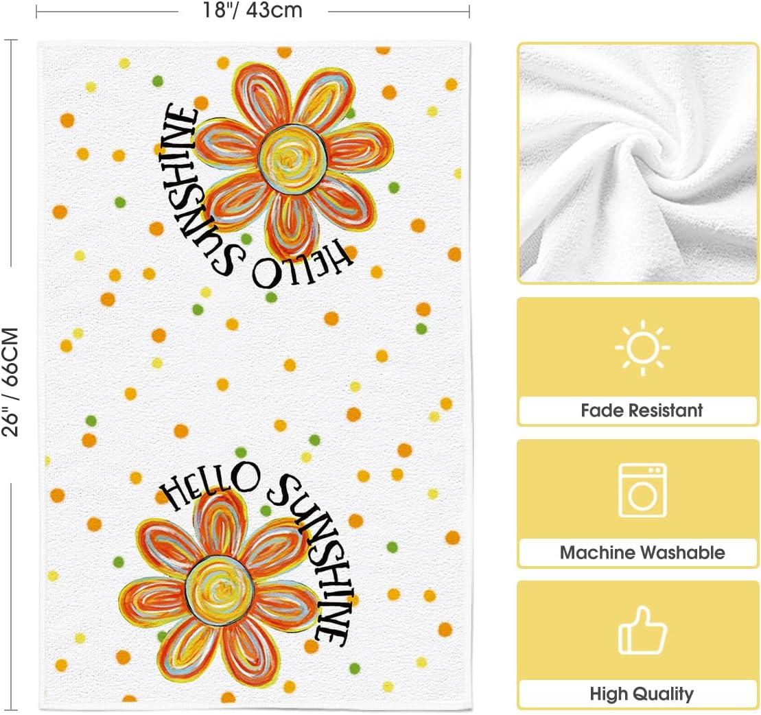 imageArtoid Mode Dots Popsicles Flowers Hello Sunshine Summer Kitchen Towels Dish Towels 18x26 Inch Farmhouse Ice Cream Decoration Hand Towels Set of 4