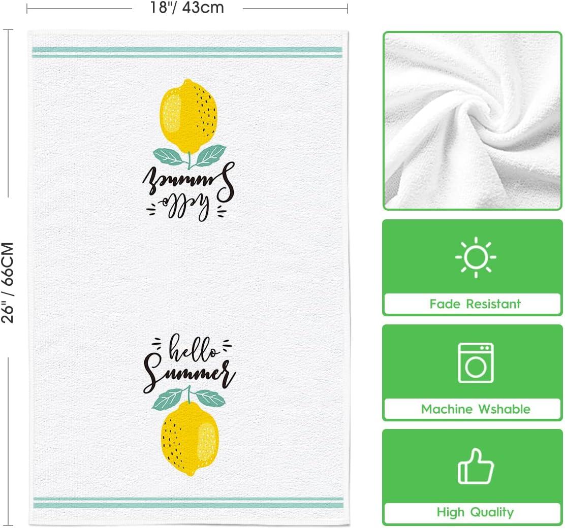imageArtoid Mode Hello Summer Lemons Kitchen Dish Towels 18 x 26 Inch Seasonal Summer Fruit Ultra Absorbent Drying Cloth Tea Towels for Cooking Baking Set of 2