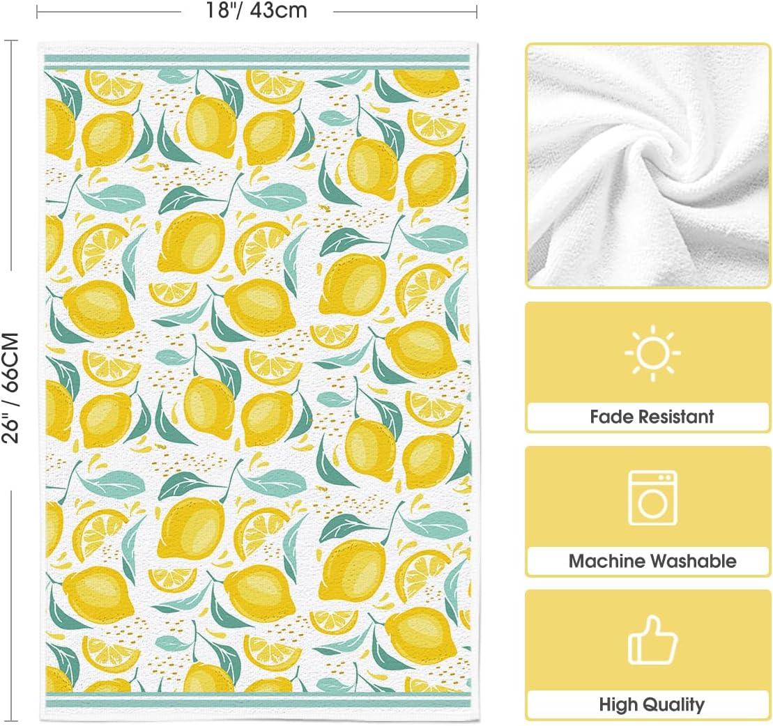 imageArtoid Mode Its Summer Time Lemons Kitchen Dish Towels 18 x 26 Inch Seasonal Summer Fruit Ultra Absorbent Drying Cloth Tea Towels for Cooking Baking Set of 4