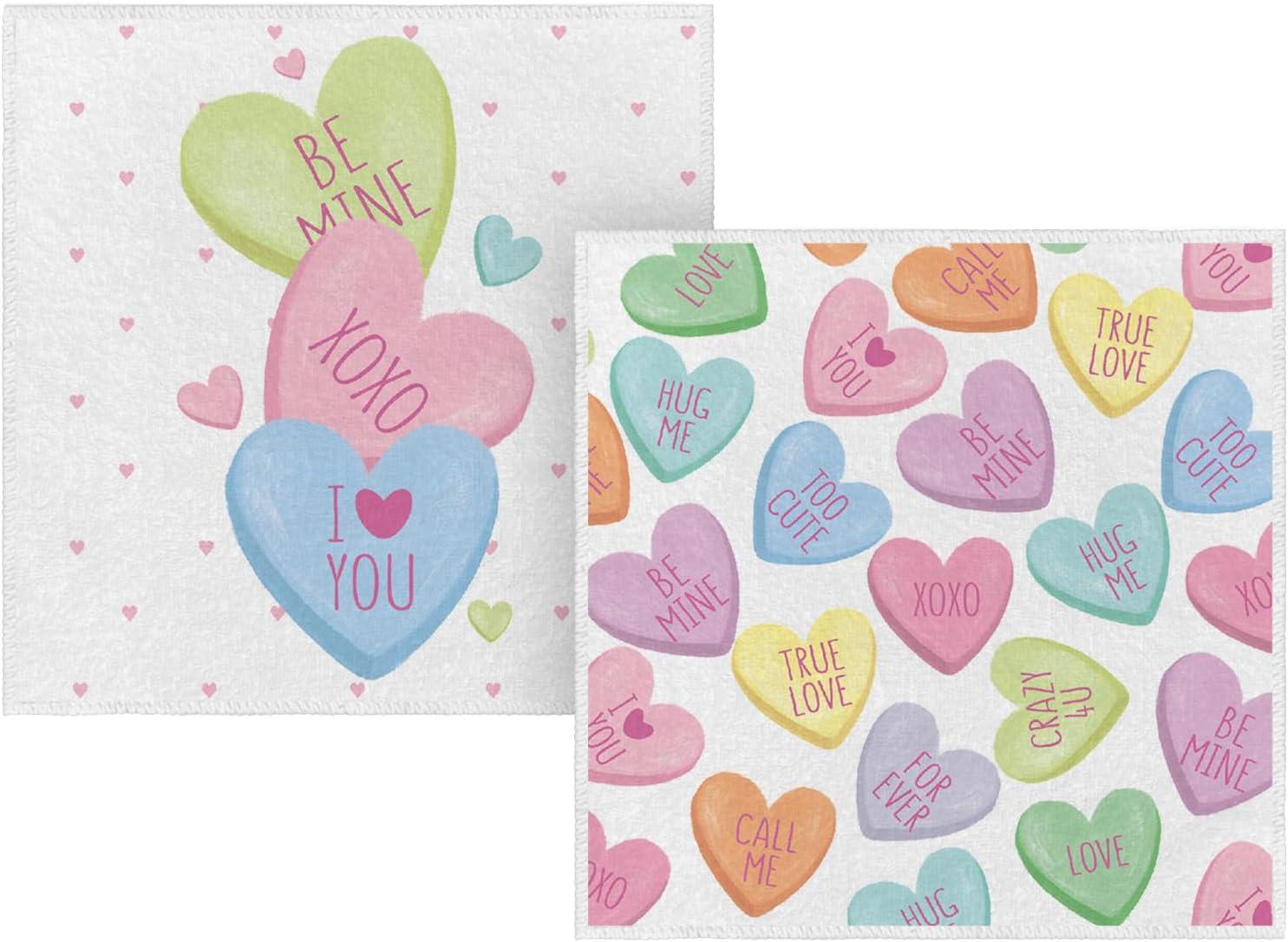 imageArtoid Mode Pink Heart True Love Forever Valentines Kitchen Towels Dish Towels 18x26 Inch Anniversary Wedding Decoration Hand Towels Set of 2Pink