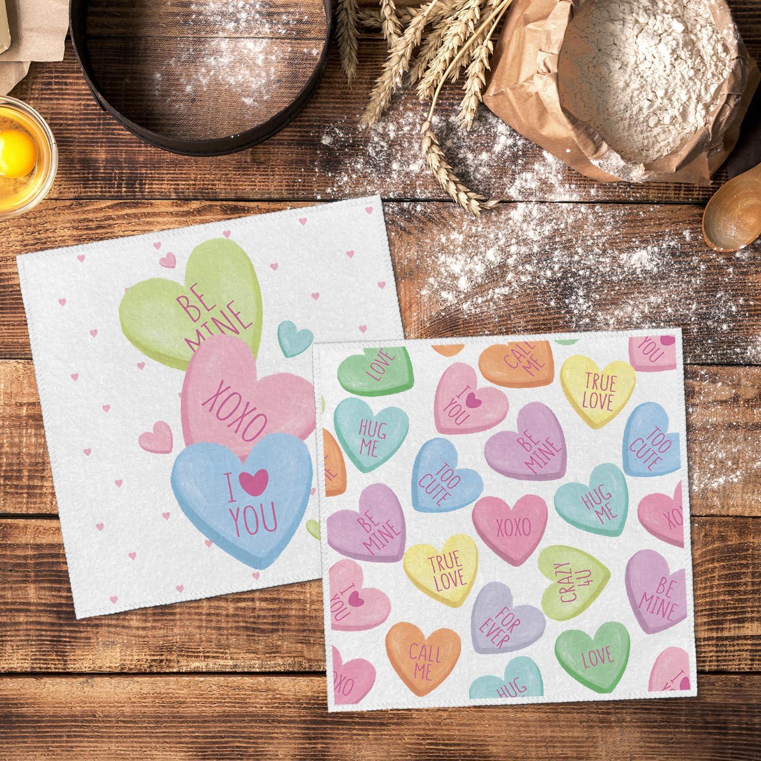 imageArtoid Mode Pink Heart True Love Forever Valentines Kitchen Towels Dish Towels 18x26 Inch Anniversary Wedding Decoration Hand Towels Set of 2Pink