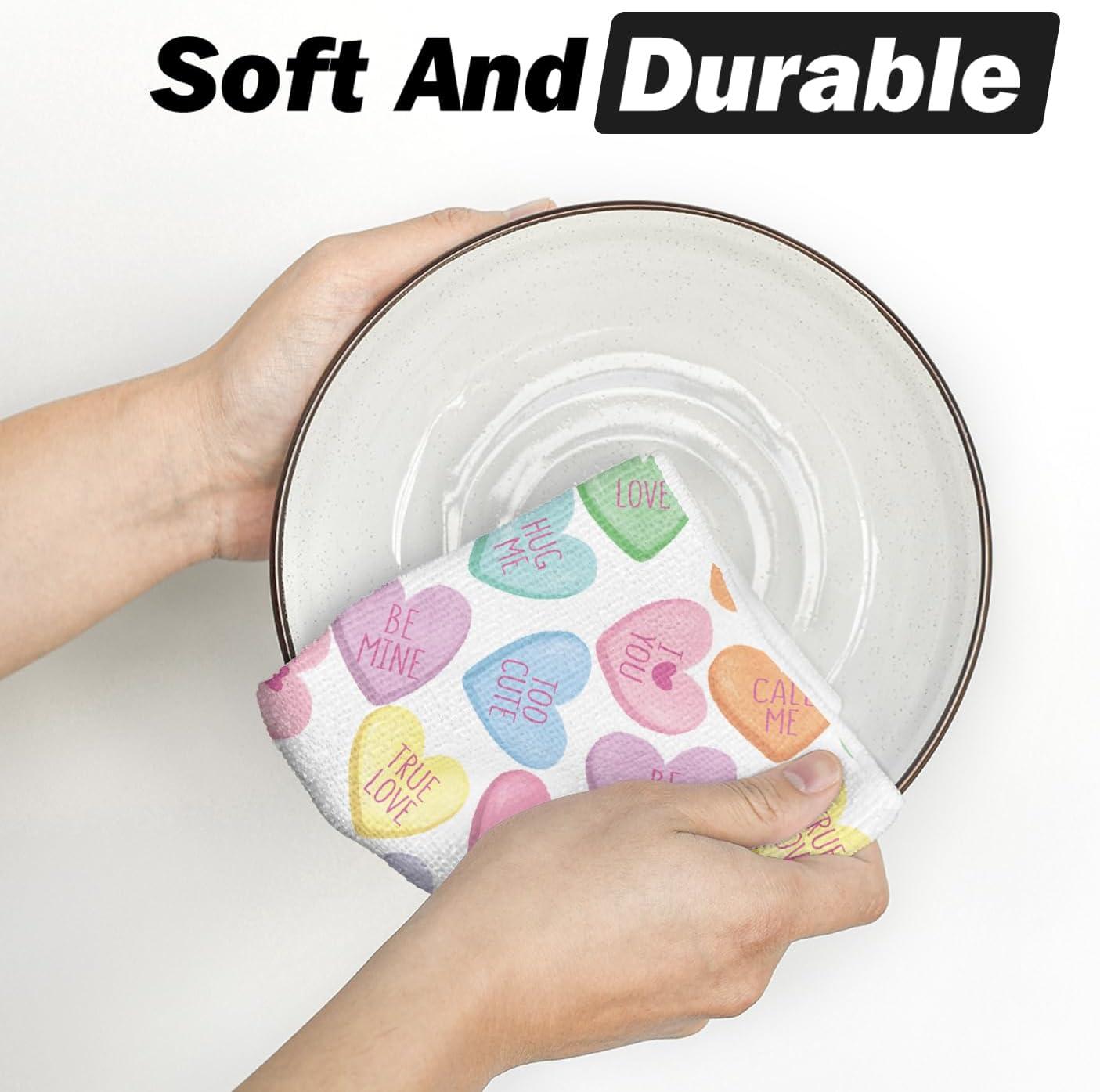 imageArtoid Mode Pink Heart True Love Forever Valentines Kitchen Towels Dish Towels 18x26 Inch Anniversary Wedding Decoration Hand Towels Set of 2Pink