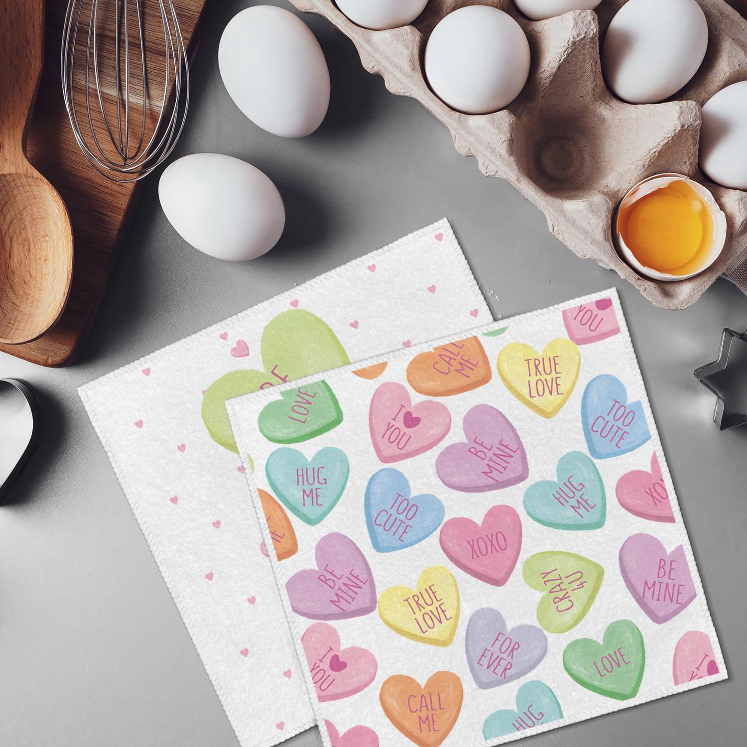 imageArtoid Mode Pink Heart True Love Forever Valentines Kitchen Towels Dish Towels 18x26 Inch Anniversary Wedding Decoration Hand Towels Set of 2Pink