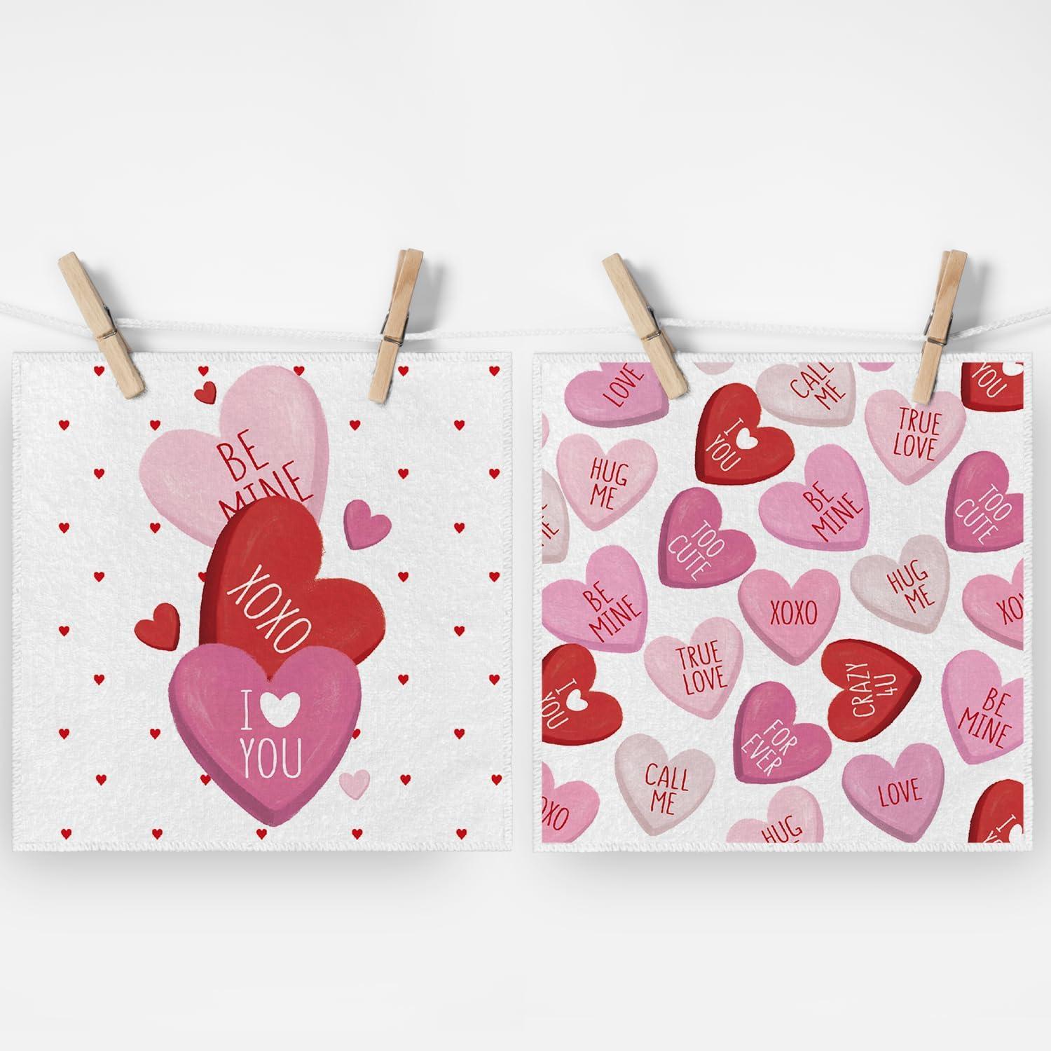 imageArtoid Mode Pink Heart True Love Forever Valentines Kitchen Towels Dish Towels 18x26 Inch Anniversary Wedding Decoration Hand Towels Set of 2Red