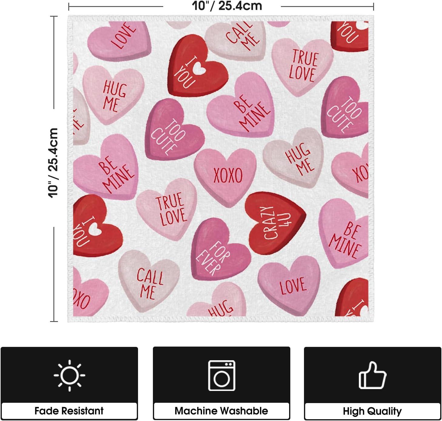 imageArtoid Mode Pink Heart True Love Forever Valentines Kitchen Towels Dish Towels 18x26 Inch Anniversary Wedding Decoration Hand Towels Set of 2Red