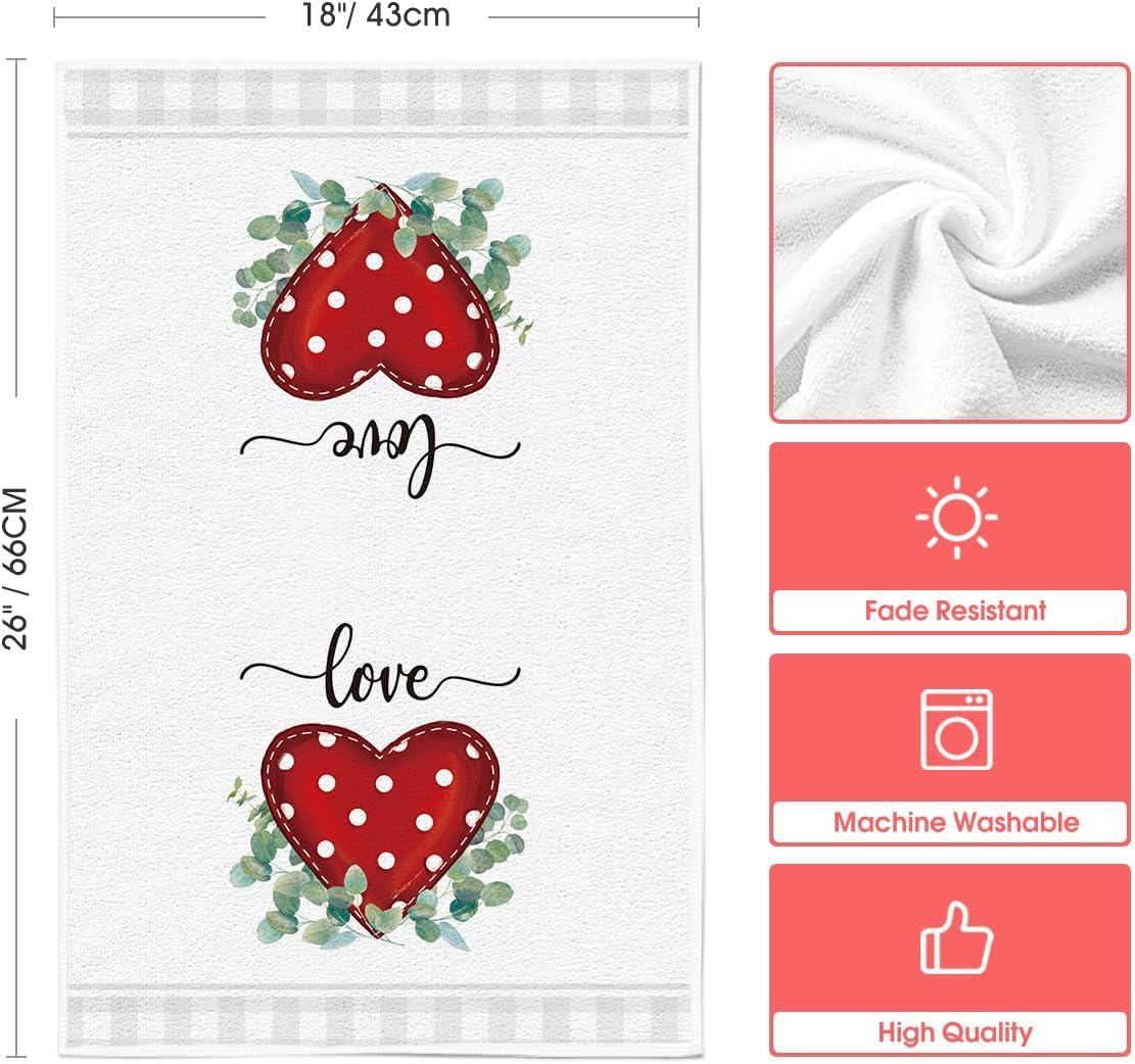 imageArtoid Mode Pink Red Doughnut Heart Love Kitchen Towels Dish Towels 18x26 Inch Farmhouse Wedding Decoration Hand Towels Set of 2