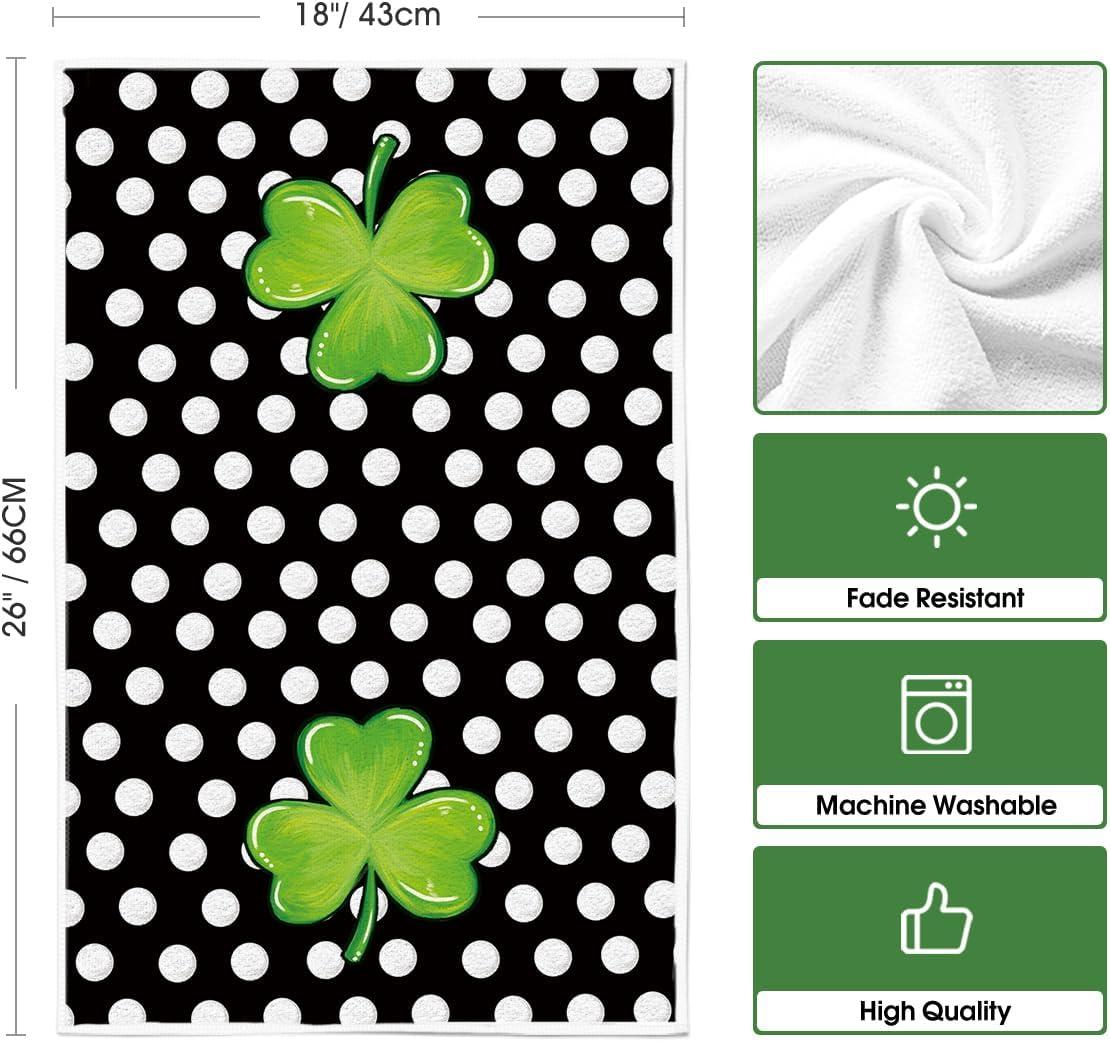 imageArtoid Mode Polka Dot Shamrock St Patricks Day Kitchen Towels Dish Towels 18x26 Inch Seasonal Farmhouse Spring Decoration Hand Towels Set of 2
