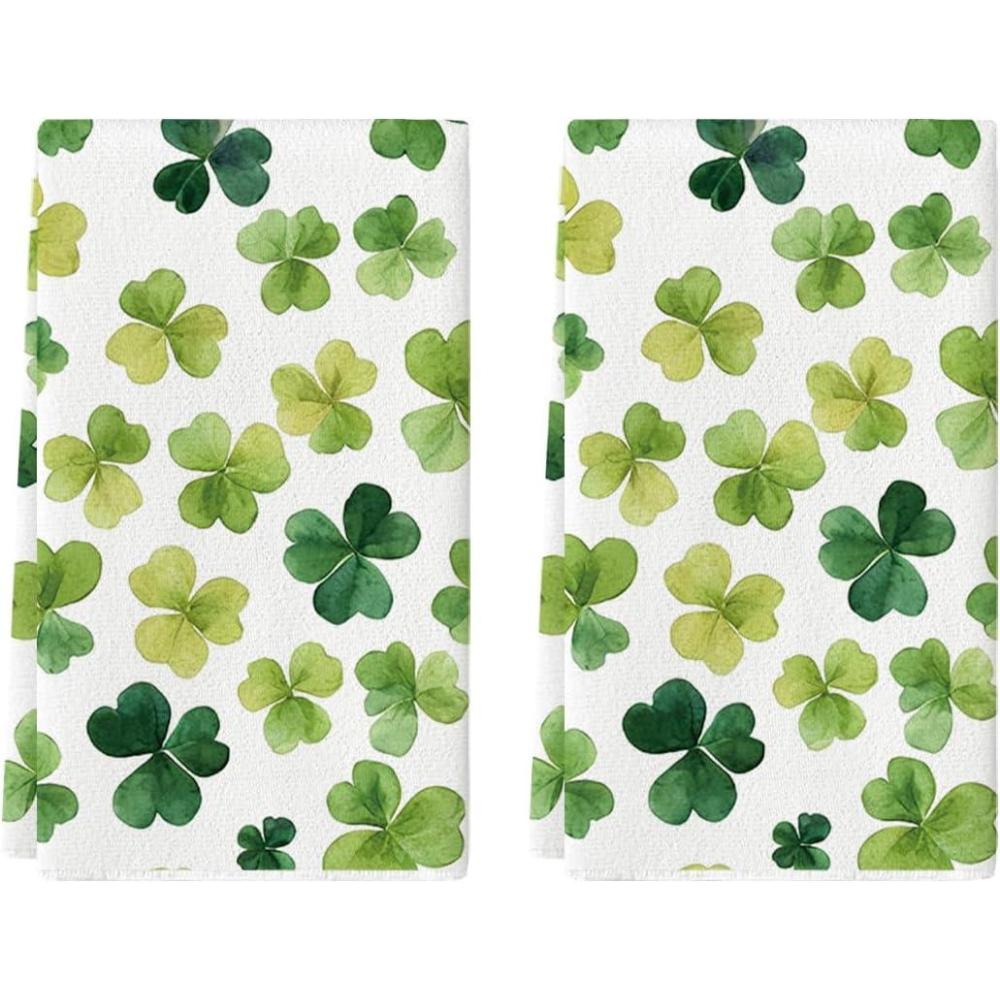 imageArtoid Mode Beige Shamrocks St Patricks Day Kitchen Towels Dish Towels 18x26 Inch Seasonal Spring Decoration Hand Towels Set of 2Beige