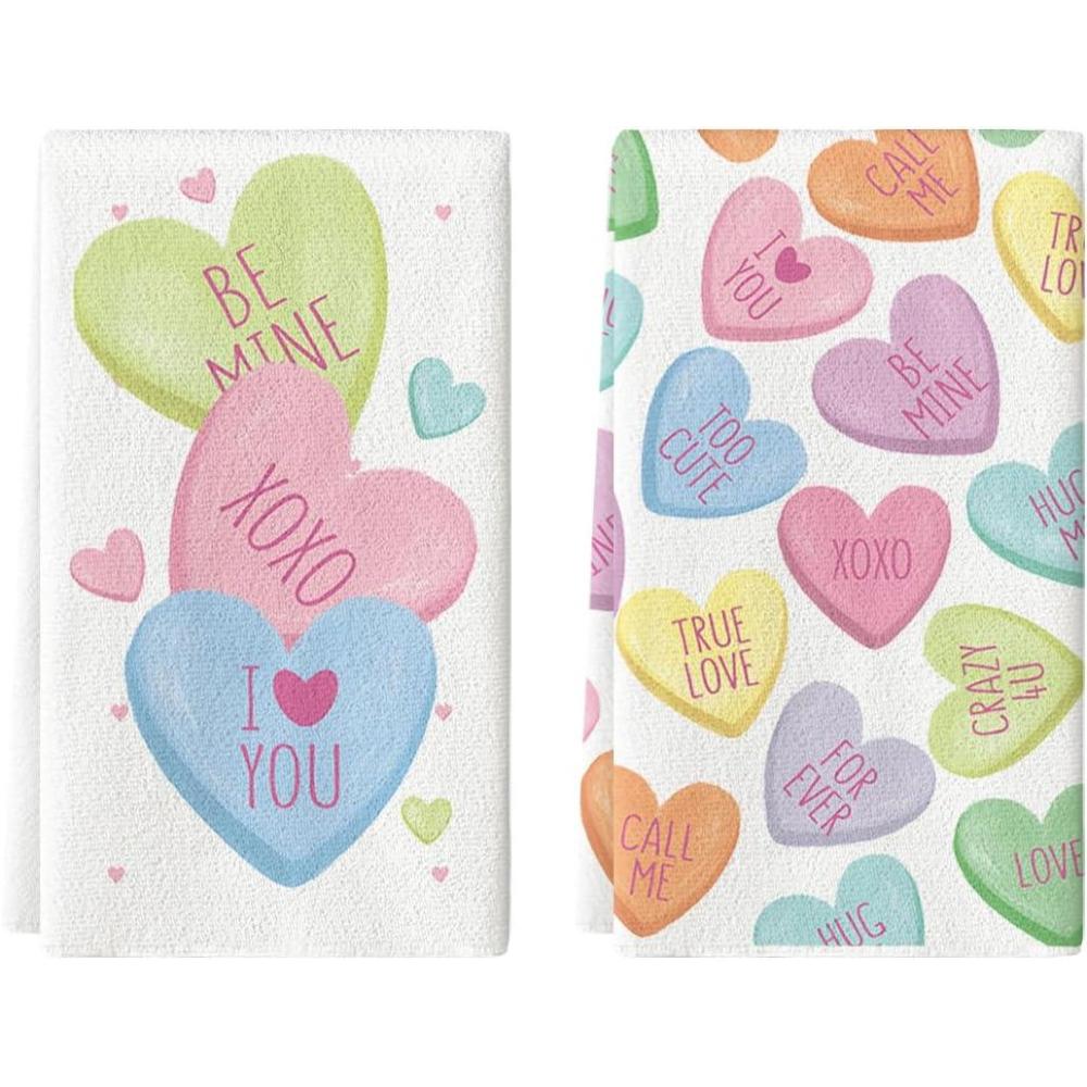 imageArtoid Mode Pink Heart True Love Forever Valentines Kitchen Towels Dish Towels 18x26 Inch Anniversary Wedding Decoration Hand Towels Set of 2Pink