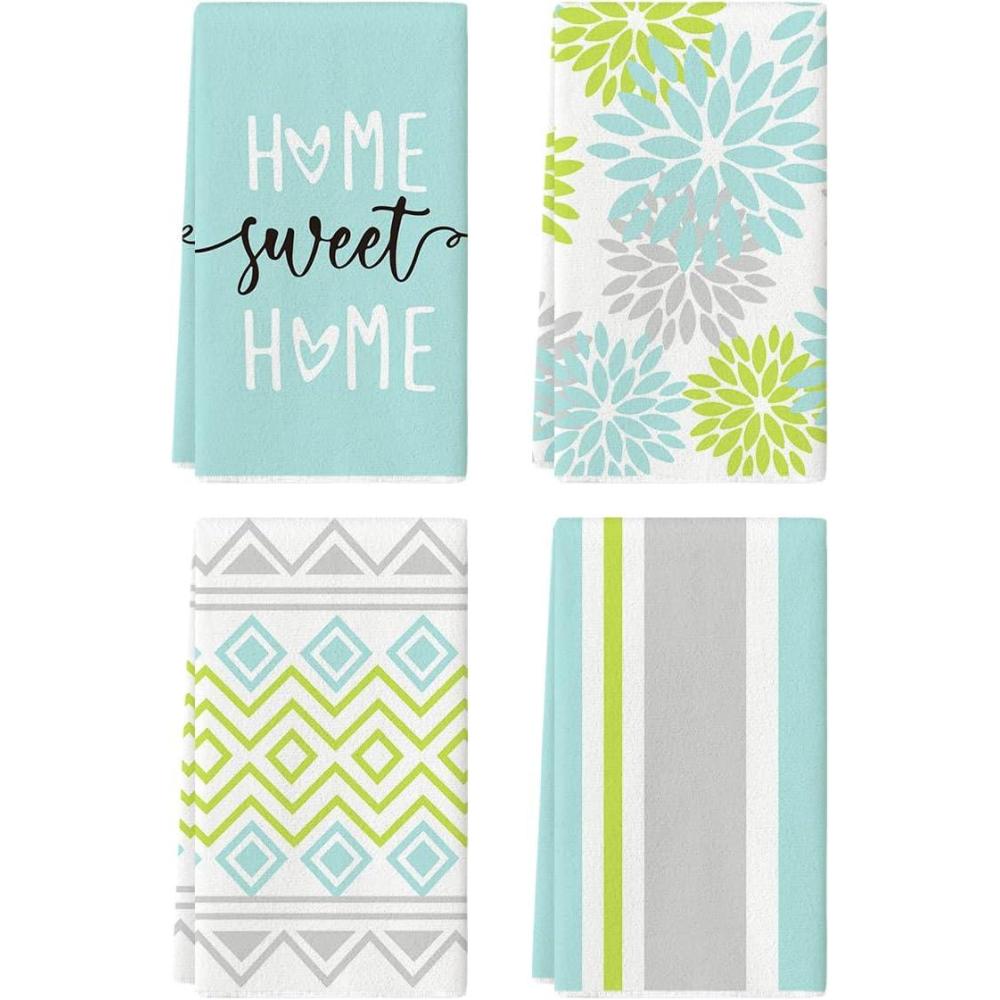 imageArtoid Mode Pink Stripes Home Sweet Home Boho Kitchen Towels Dish Towels 18x26 Inch Wedding Decoration Hand Towels Set of 4Green