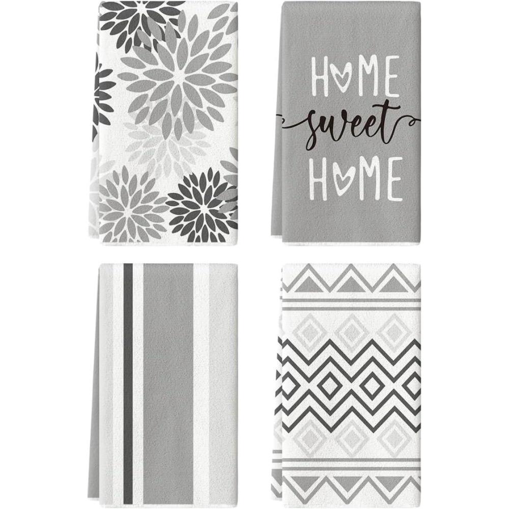 imageArtoid Mode Pink Stripes Home Sweet Home Boho Kitchen Towels Dish Towels 18x26 Inch Wedding Decoration Hand Towels Set of 4GreyBlack