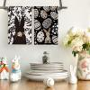 Artoid Mode Black Bunny Eggs Flower Easter Kitchen Towels Dish Towels, 18×26 Inch Spring Farmhouse Leaves Decoration Hand Towels Set of 2(Black)