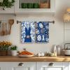 Artoid Mode Black Bunny Eggs Flower Easter Kitchen Towels Dish Towels, 18×26 Inch Spring Farmhouse Leaves Decoration Hand Towels Set of 2(Blue)