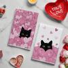 Artoid Mode Black Cats Red Hearts Valentine’s Kitchen Towels Dish Towels, 18×26 Inch Wedding Farmhouse Decoration Hand Towels Set of 2(Pink)