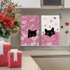 Artoid Mode Black Cats Red Hearts Valentine’s Kitchen Towels Dish Towels, 18×26 Inch Wedding Farmhouse Decoration Hand Towels Set of 2(Pink)