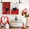 Artoid Mode Black Cats Red Hearts Valentine’s Kitchen Towels Dish Towels, 18×26 Inch Wedding Farmhouse Decoration Hand Towels Set of 2(Red)