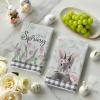 Artoid Mode Buffalo Plaid Bunny Rabbit Flowers Hello Spring Easter Kitchen Towels Dish Towels, 18×26 Inch Seasonal Decoration Hand Towels Set of 2