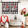 Artoid Mode Buffalo Plaid Gnomes Love Valentine’s Kitchen Towels Dish Towels, 18×26 Inch Anniversary Wedding Decoration Hand Towels Set of 2(Black/White)
