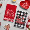 Artoid Mode Buffalo Plaid Gnomes Truck Hello Valentine Kitchen Towels Dish Towels, 18×26 Inch Seasonal Valentine’s Day Decoration Hand Towels Set of 4(Gnome)