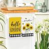Artoid Mode Buffalo Plaid Hello Sunshine Sunflowers Love Summer Kitchen Towels Dish Towels, 18×26 Inch Farmhouse Decoration Hand Towels Set of 4(Black/White)