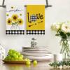 Artoid Mode Buffalo Plaid Hello Sunshine Sunflowers Love Summer Kitchen Towels Dish Towels, 18×26 Inch Farmhouse Decoration Hand Towels Set of 4(Black/White)