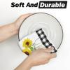 Artoid Mode Buffalo Plaid Sunflowers Sunshine Summer Kitchen Towels Dish Towels, 18×26 Inch Farmhouse Summer Decoration Hand Towels Set of 2(Black/White)
